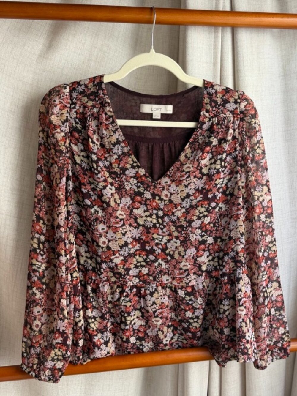 LOFT Floral Peplum Blouse | Size S